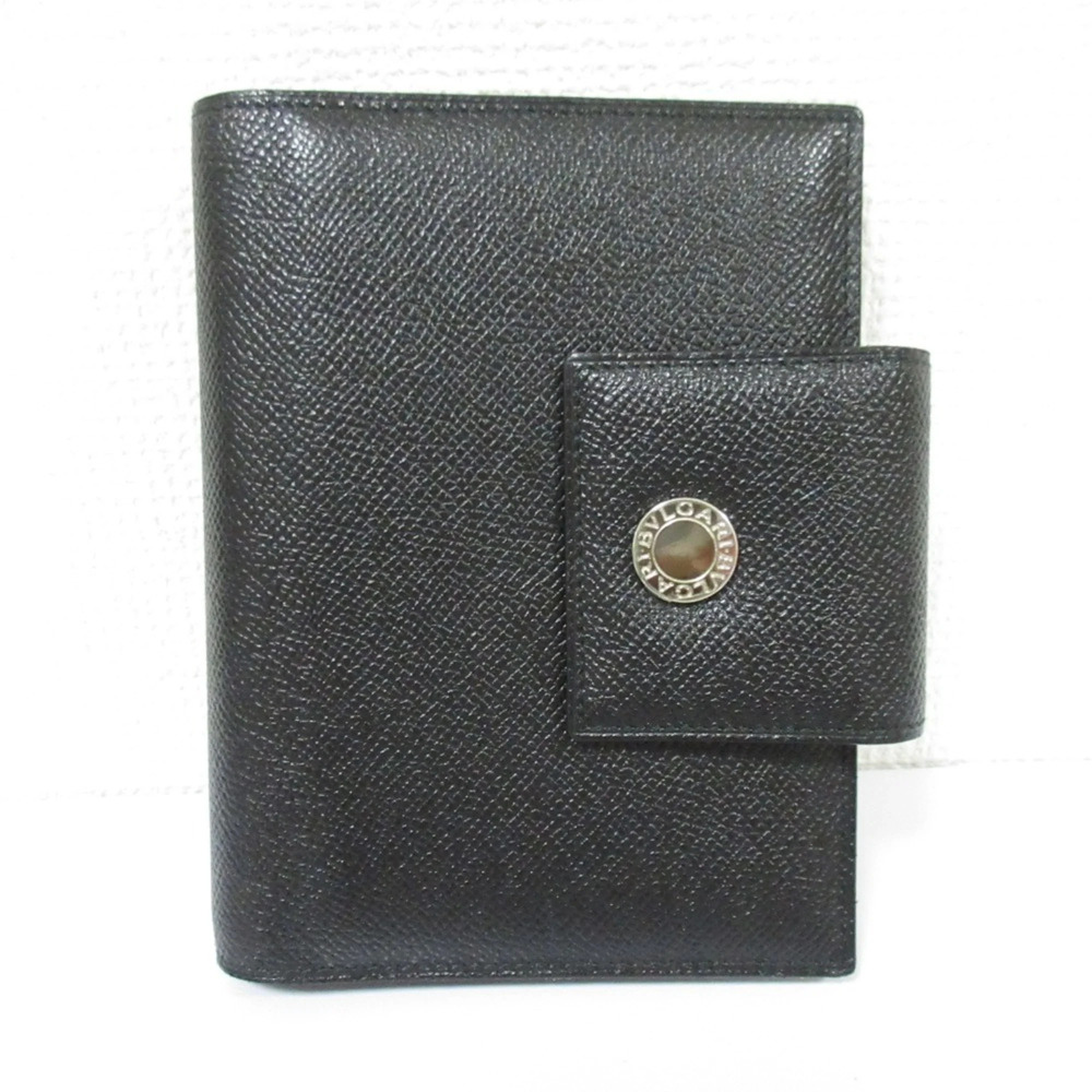 Bvlgari Leather 6-Ring System Planner Cover, Black, Men's